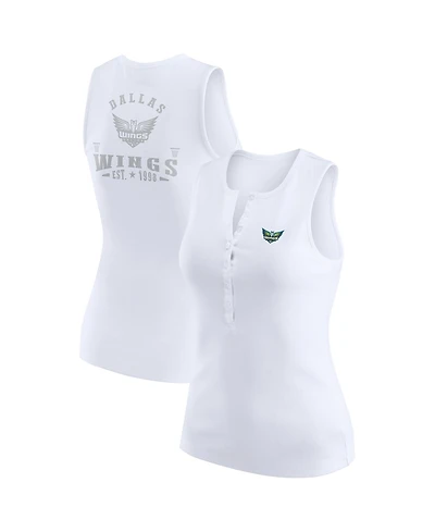 Wear by Erin Andrews Women's White Dallas Wings Rib-Knit Henley Tank Top