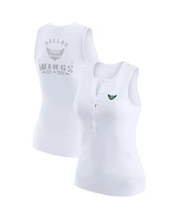 Wear by Erin Andrews Women's White Dallas Wings Rib-Knit Henley Tank Top