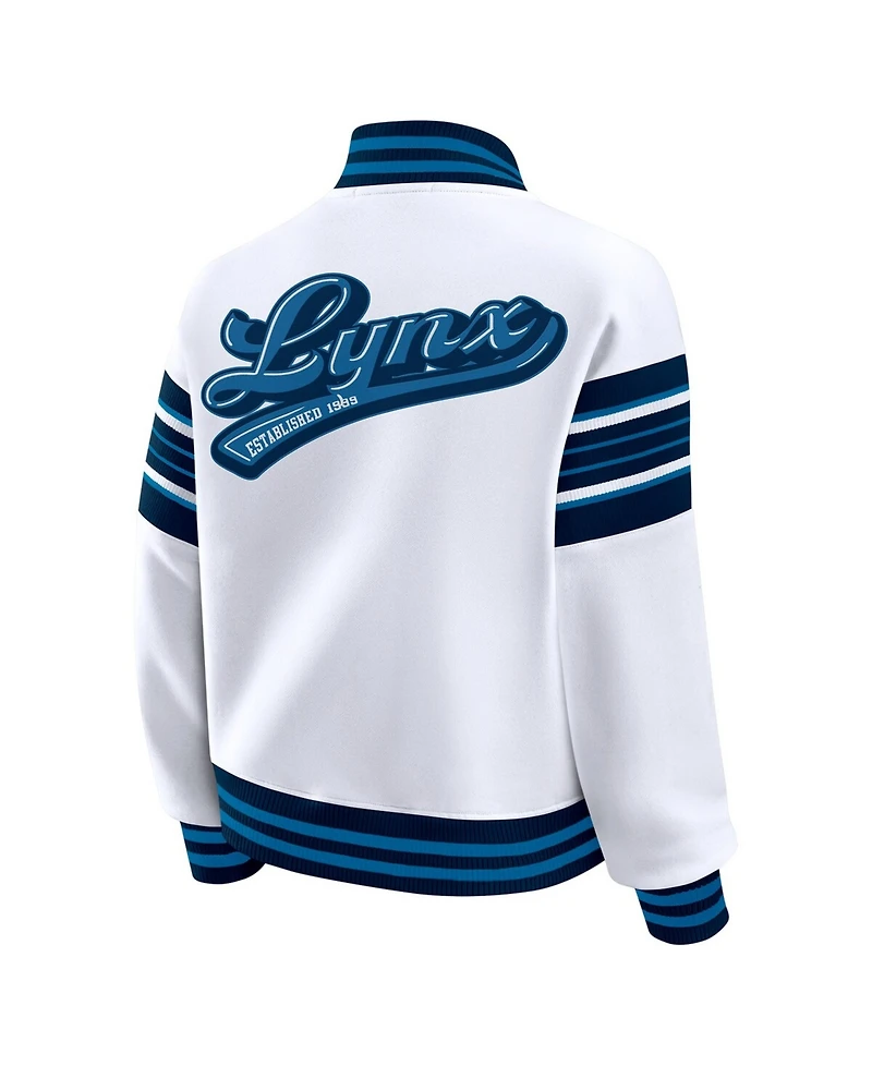 Wear by Erin Andrews Women's White/Black Wnba Full-Snap Fleece Sweatshirt Jacket