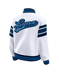 Wear by Erin Andrews Women's White/Black Wnba Full-Snap Fleece Sweatshirt Jacket
