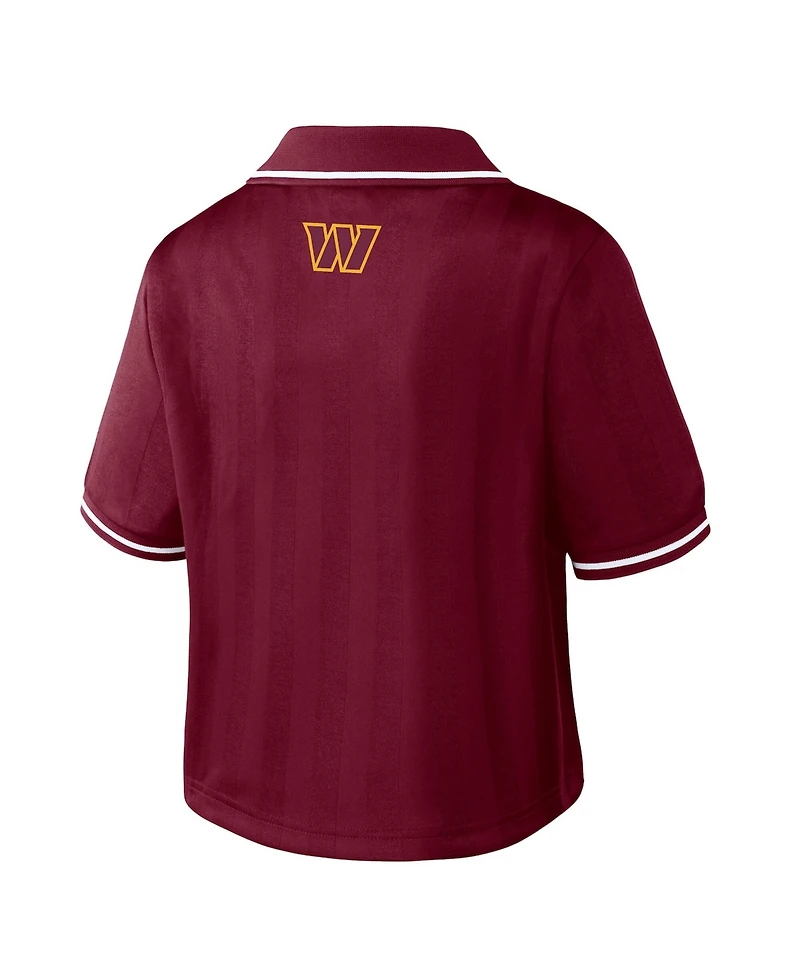 Wear by Erin Andrews Women's Burgundy Washington Commanders Cropped Jersey Polo Shirt