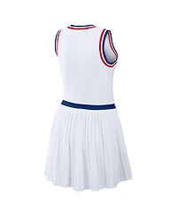 Wear by Erin Andrews Women's White Chicago Cubs Zip-Front Pleated Tri-Blend Scoop Neck Tank Dress