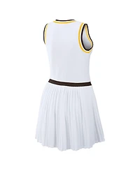 Wear by Erin Andrews Women's White San Diego Padres Zip-Front Pleated Tri-Blend Scoop Neck Tank Dress