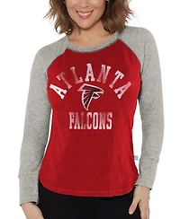 G-iii 4Her by Carl Banks Women's Red/Heather Gray Atlanta Falcons Waffle Knit Raglan Long Sleeve T-Shirt
