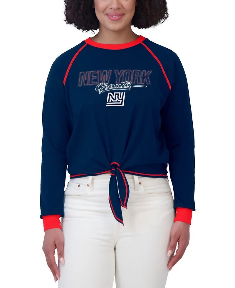 Wear by Erin Andrews Women's Royal New York Giants Tie-Front Long Sleeve T-Shirt