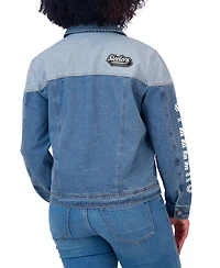 Wear by Erin Andrews Women's Pittsburgh Steelers Full-Button Denim Jacket