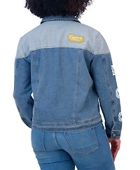 Wear by Erin Andrews Women's Denim Lsu Tigers Sleeve Hit Color block Button-Down Jacket