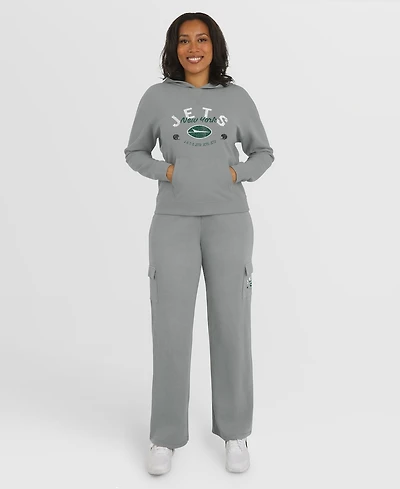 Wear by Erin Andrews Women's 2-Piece Gray New York Jets Waffle-Knit Long Sleeve Hooded Shirt & Pants Lounge Set