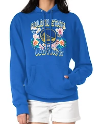 G-iii 4Her by Carl Banks Women's Royal Golden State Warriors Flowers Team Logo Graphic Fleece Pullover Hoodie