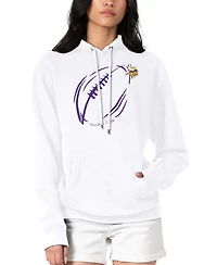 G-iii 4Her by Carl Banks Women's White Minnesota Vikings Football Logo Fleece Tri-Blend Pullover Hoodie