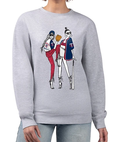 G-iii 4Her by Carl Banks Women's Heather Gray Minnesota Twins Baseball Girls Fleece Pullover Sweatshirt