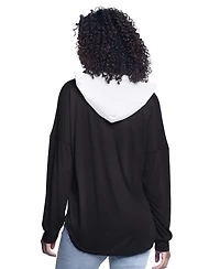 G-iii 4Her by Carl Banks Women's Black Brooklyn Nets Bench Player Oversized Long Sleeve Hooded Top