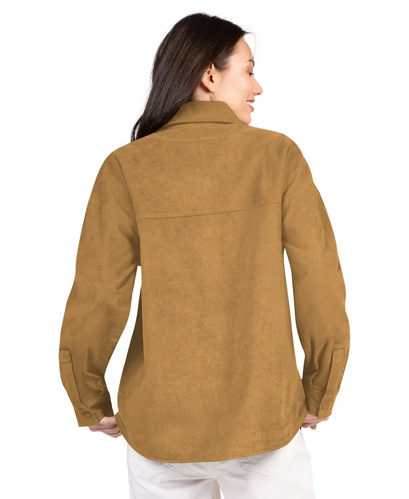 G-iii 4Her by Carl Banks Women's Brown Baltimore Ravens Re-Match Corduroy Full-Snap Shacket