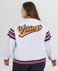 Wear by Erin Andrews Women's White Minnesota Vikings Plus Full-Snap Fleece Sweatshirt Jacket
