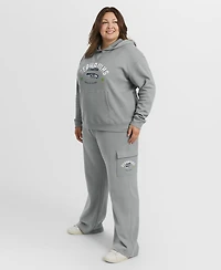 Wear by Erin Andrews Women's 2-Piece Gray Seattle Seahawks Plus Waffle-Knit Long Sleeve Hooded Shirt & Pants Lounge Set