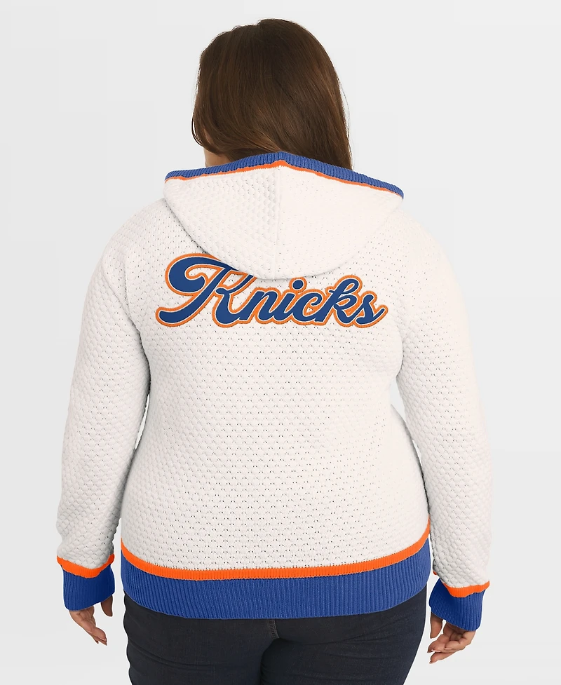 Wear by Erin Andrews Women's Cream New York Knicks Plus Hoodie Sweater