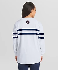 Wear by Erin Andrews Women's White Houston Astros Oversized Long Sleeve Striped T-Shirt