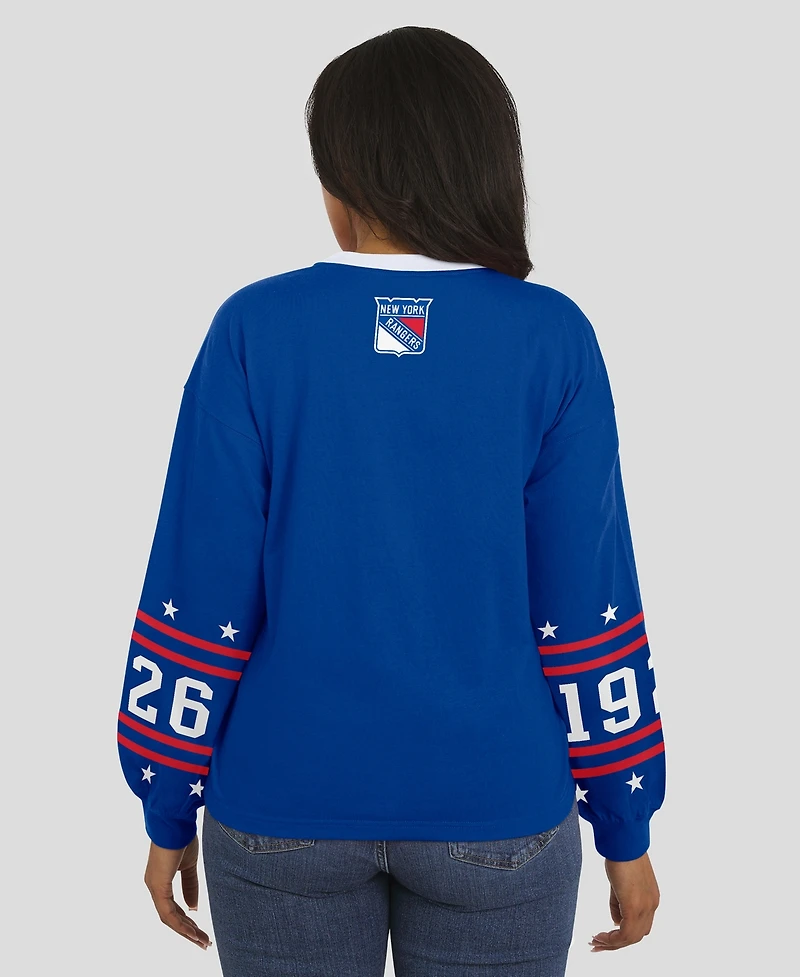Wear by Erin Andrews Women's Blue New York Rangers Long-Sleeve Sport T-Shirt