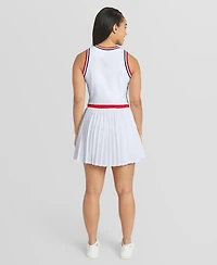 Wear by Erin Andrews Women's White Philadelphia Phillies Zip-Front Pleated Tri-Blend Scoop Neck Tank Dress