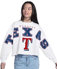 G-iii 4Her by Carl Banks Women's White Texas Rangers Bleachers Cropped Pullover Sweatshirt