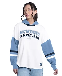 G-iii 4Her by Carl Banks Women's White/Blue Memphis Grizzlies Key Player Oversized Hooded Long Sleeve T-Shirt