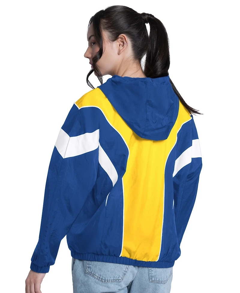 G-iii 4Her by Carl Banks Women's Royal/Gold Golden State Warriors Quarterback Lightweight Oversized Full-Zip Jacket