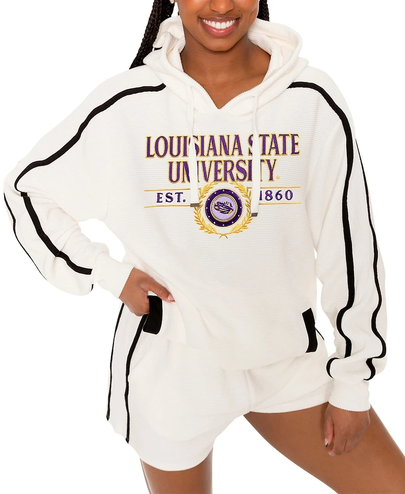 Gameday Couture Women's Cream Lsu Tigers Down, Set, Go Pullover Hoodie and Shorts Set
