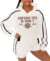 Gameday Couture Women's Cream Lsu Tigers Down, Set, Go Pullover Hoodie and Shorts Set