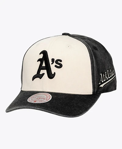 Mitchell & Ness Men's and Women's Cream/Black Athletics Snow Block Pro Crown Snapback Hat