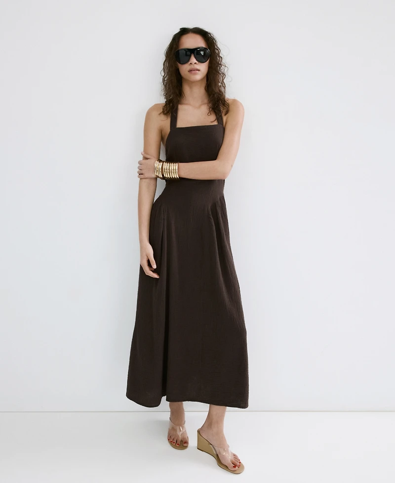 Mango Women's Open-Back Gauze Dress