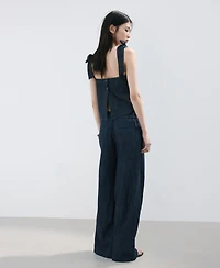 Mango Women's Wide Leg Denim Pants