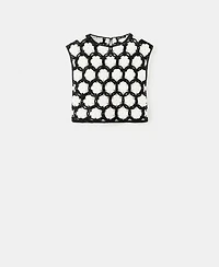 Mango Women's Flowers Crochet Sweater