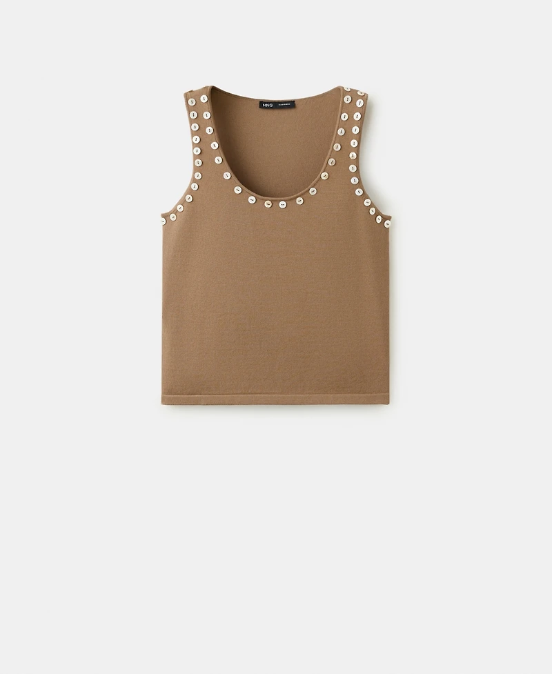 Mango Women's Decorative Buttons Sleeveless Top