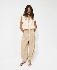 Mango Women's Cotton Ruffled Lace Blouse