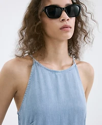 Mango Women's Lyocell Denim Jumpsuit