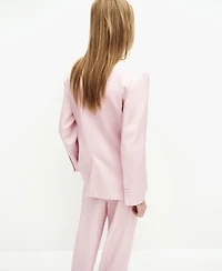 Mango Women's Linen-Blend Double-Breasted Suit Blazer
