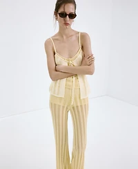 Mango Women's Wide-Leg Lace Knit Pants