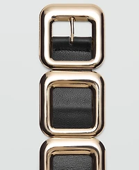 Mango Women's Square Design Leather Belt