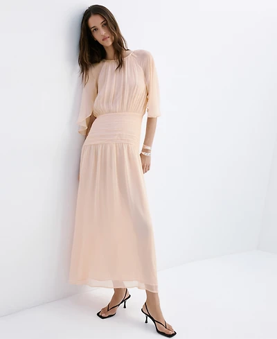 Mango Women's Ruched Chiffon Dress