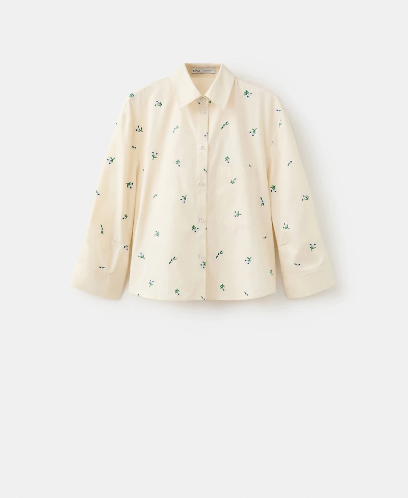 Mango Women's Embroidered Cotton Shirt