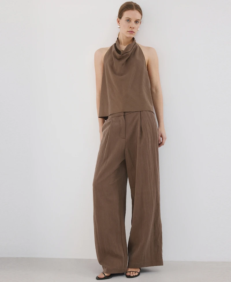 Mango Women's Draped Neck Lyocell Top