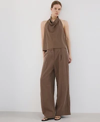 Mango Women's Draped Neck Lyocell Top