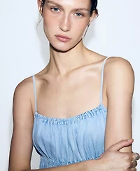 Mango Women's Lyocell Ruched Denim Dress
