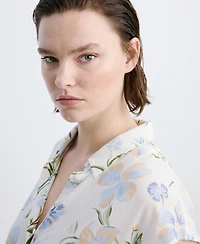 Mango Women's Floral-Print Shirt-Style Dress
