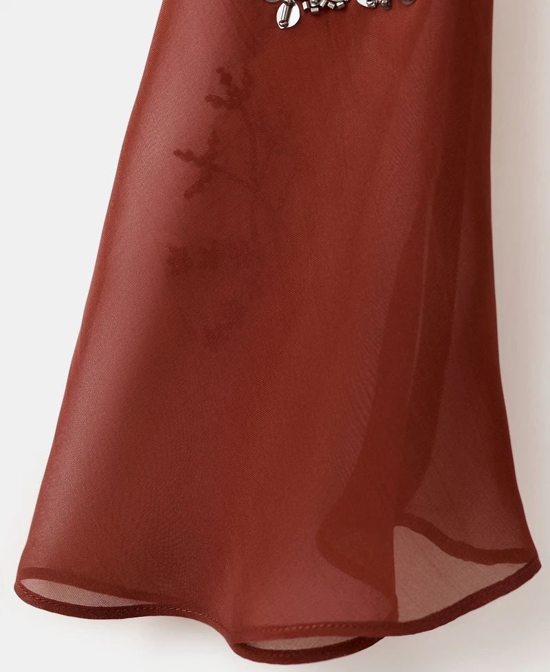 Mango Women's Embroidered Crystal Bell-Sleeve Dress