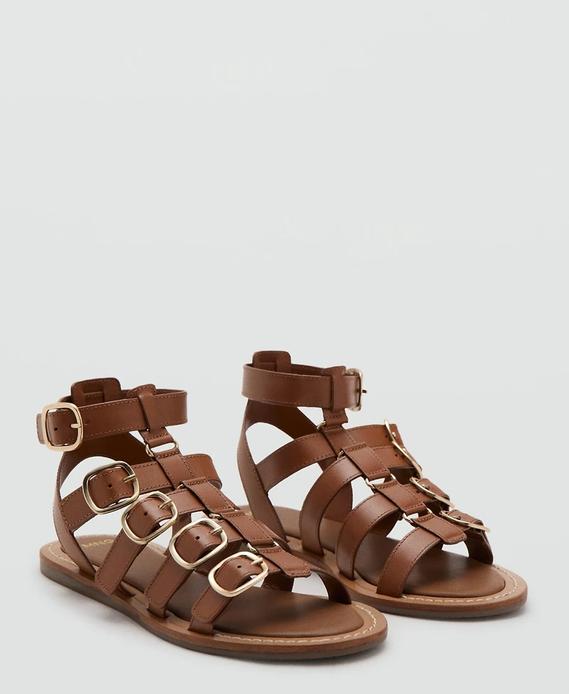 Mango Women's Straps And Buckles Leather Sandals