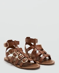 Mango Women's Straps And Buckles Leather Sandals