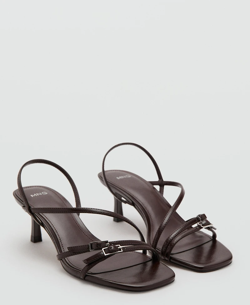 Mango Women's Straps Kitten Heel Sandals