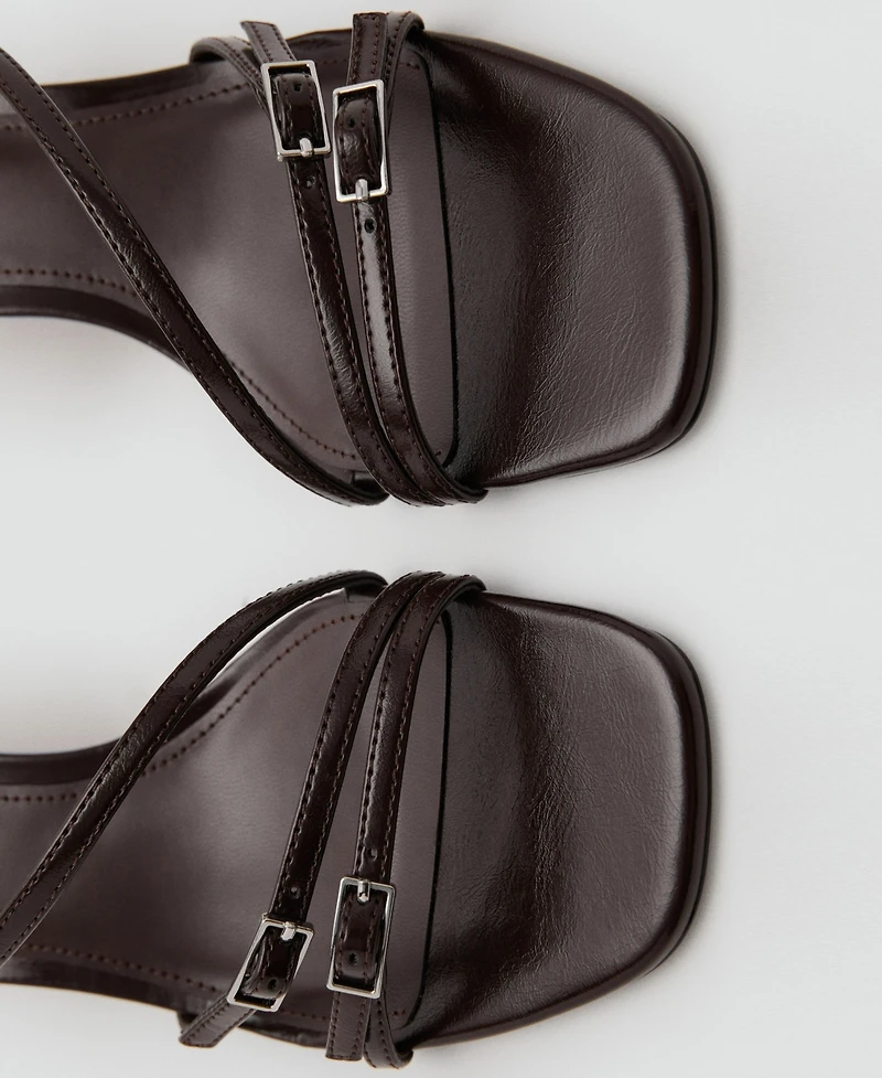 Mango Women's Straps Kitten Heel Sandals
