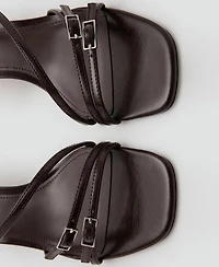 Mango Women's Straps Kitten Heel Sandals